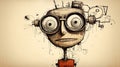 Quirky Robot Sketch By Goro Fujita: Uhd Image With Gadgetpunk Vibes