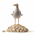 Quirky Seagull 3d Model And Compositing On Rocks - Humorous And Realistic Renderings