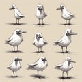 Quirky Seagull Sketch Series By Fabio Barzac