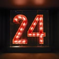 Quirky Visual Storytelling: Illuminated Lit 24 With Red Number