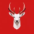 Quirky White Deer on Red