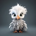 Quirky White Owl 3d Rendering In Cold Gray Environment