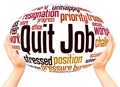 Quit Job word cloud hand sphere concept