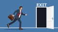 Quit routine job, leaving or escape way for business dead end to be success or exit from work difficulties concept, businessman Royalty Free Stock Photo