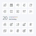 20 Quit Smoking Line icon Pack like team hand no cross cigarette