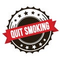 QUIT SMOKING text on red brown ribbon stamp