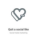 Quit a social like outline vector icon. Thin line black quit a social like icon, flat vector simple element illustration from