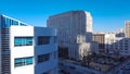 Quite street in downtown Oklahoma City, USA buzzing area with glass office buildings, skyscraper business district, residential Royalty Free Stock Photo