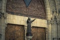 Quito - August 17, 2018: Detail of the Basilica of the National Vote in Quito, Ecuador