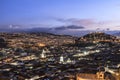 Quito downtown view at twilight in Ecuador, South America