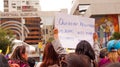 Quito, Ecuador - April 7, 2016: Crowd of unidentified people with banners rejecting the fraud and supporting the