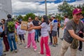 Quito, Ecuador - April,17, 2016: Unidentified citizens of Quito providing disaster relief food, clothes, medicine and