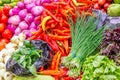 Quito, Ecuador - Chili Peppers, Chives, Onions and Other Fresh Vegetables at a Farmers Market Royalty Free Stock Photo