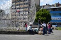 QUITO, ECUADOR - JANUARY 28, 2016: Close up of an unidentified people waiting near of monument in arbolito park, march Royalty Free Stock Photo