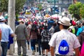 QUITO, ECUADOR - JULY 7, 2015: Crowded large street full of people with cars, pope Francisco mass event Royalty Free Stock Photo