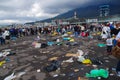 QUITO, ECUADOR - JULY 7, 2015: Pope Francisco event in Quito, after mass people getting out. Garbage on the floor