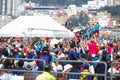 QUITO, ECUADOR - JULY 7, 2015: Pope Francisco making a little route around Ecuador mass, people trying to take him a