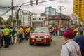 QUITO, ECUADOR - JULY 7, 2015: Pope Francisco making a visit on the streets of Ecuador, car on the front with body