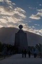 QUITO, ECUADOR - JUNE 25, 2105: The Monument to the Equator in the evenin Royalty Free Stock Photo