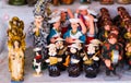 QUITO, ECUADOR- 07 MAY, 2017: Beautiful small figures made of clay over a white table Royalty Free Stock Photo