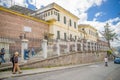 QUITO, ECUADOR - NOVEMBER 23, 2016: Unidentified people walking at outside, in the old prison Penal Garcia Moreno in the