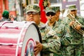 Quito, Ecuador - September, 03, 2018: Unidentified people wearing military uniform in national military parade and