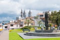 Center of contemporary art park with Basilica view Quito