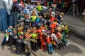 Quito, Pichincha, Ecuador, December 30, 2019. Paper mache and rag dolls to burn at the end of the year representing the year that Royalty Free Stock Photo