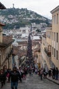 Quito, Pichincha, Ecuador - March 27, 2018: March of the Penitents at Good Friday procession at easter, Semana Santa, in Quito.