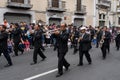 Quito, Pichincha, Ecuador - March 27, 2018: March of the Penitents at Good Friday procession at easter, Semana Santa, in Quito.
