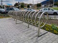 Quito, Pichincha Ecuador - October 25, 2019: Bicycle stand at Bicentennial Event Center, middle of Quito near an