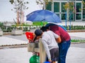 Quito, Pichincha Ecuador - October 25, 2019:Unidentified tourists at Bicentennial Event Center, middle of Quito near an