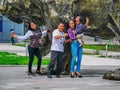 Quito, Pichincha Ecuador - October 25, 2019:Unidentified tourists at Bicentennial Event Center, middle of Quito near an