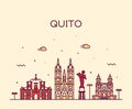 Quito skyline Ecuador vector city linear style