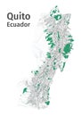 Quito vector map. Detailed map of Quito city administrative area. Cityscape urban panorama