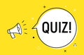 Quiz alert loudspeaker pop vector icon. Answer quiz question game marketing background Royalty Free Stock Photo