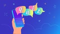 Quiz bubbles on mobile app concept vector illustration