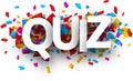 Quiz card with colorful confetti.