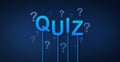 Quiz concept on blue background, digital question mark background