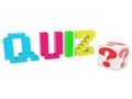 QUIZ concept of colorful toy bricks with white cubes and red question marks Royalty Free Stock Photo