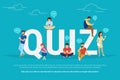 Quiz concept illustration of young people using mobile gadgets Royalty Free Stock Photo