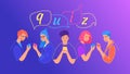 Quiz concept vector illustration of teenage boys and girls answering questions