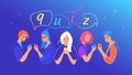 Quiz concept vector illustration of teenage boys and girls answering questions