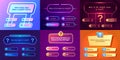 Quiz game ui. Game show template with question and answer, challenge exam with multiple choice, game show concept