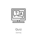 quiz icon vector from gaming collection. Thin line quiz outline icon vector illustration. Outline, thin line quiz icon for website