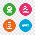 Quiz icons. Checklist with check mark symbol.