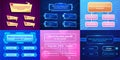 Quiz interface. Trivia question UI layout quizzing answer screen for game, quizzes test and exam, multiple choice