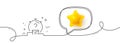 Quiz line icon. Timer with question mark. Continuous line with 3d star. Vector Royalty Free Stock Photo