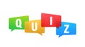 Quiz logo with speech bubble symbols, concept of questionnaire show sing, quiz button, question competition. Vector