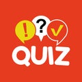 Quiz logo with speech bubble symbols, concept of questionnaire show sing